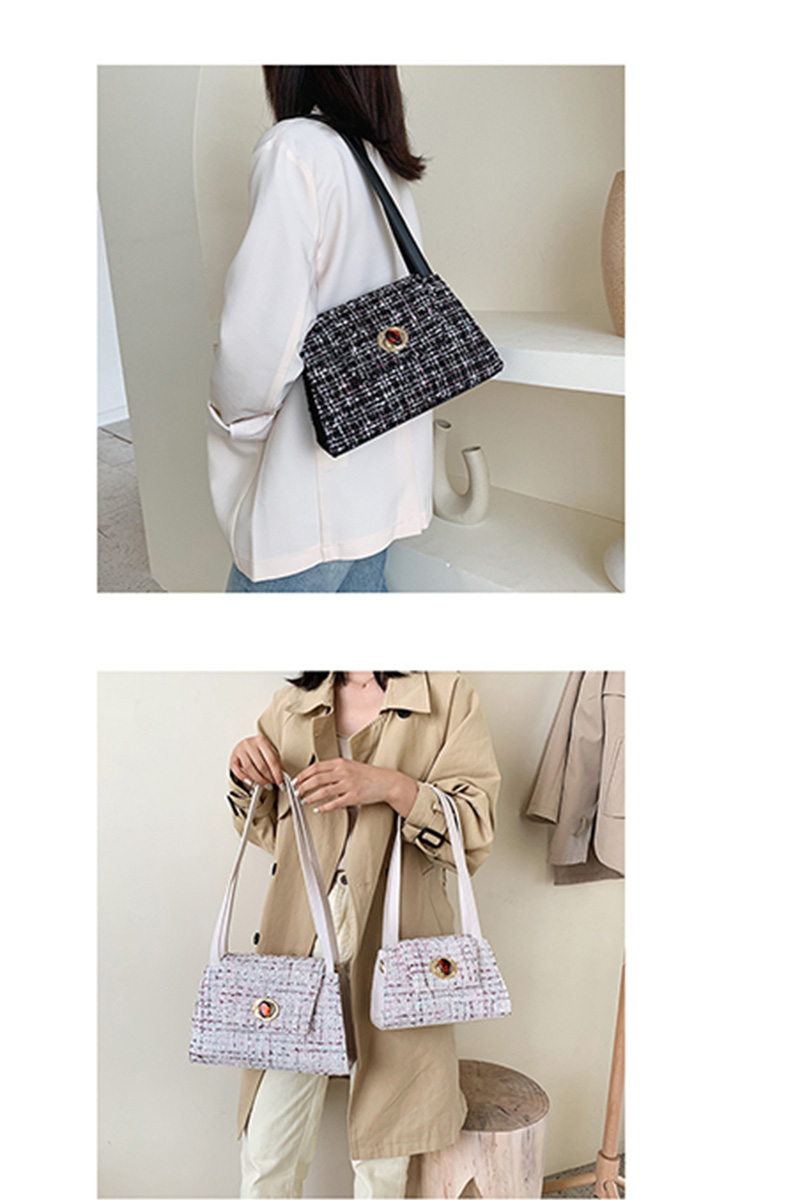 Fashion Large White Wool Check Buckle Shoulder Bag,Messenger bags