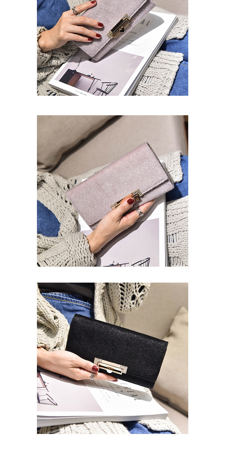 Fashion Gray Rabbit Hair Lock Cover Wallet,Wallet