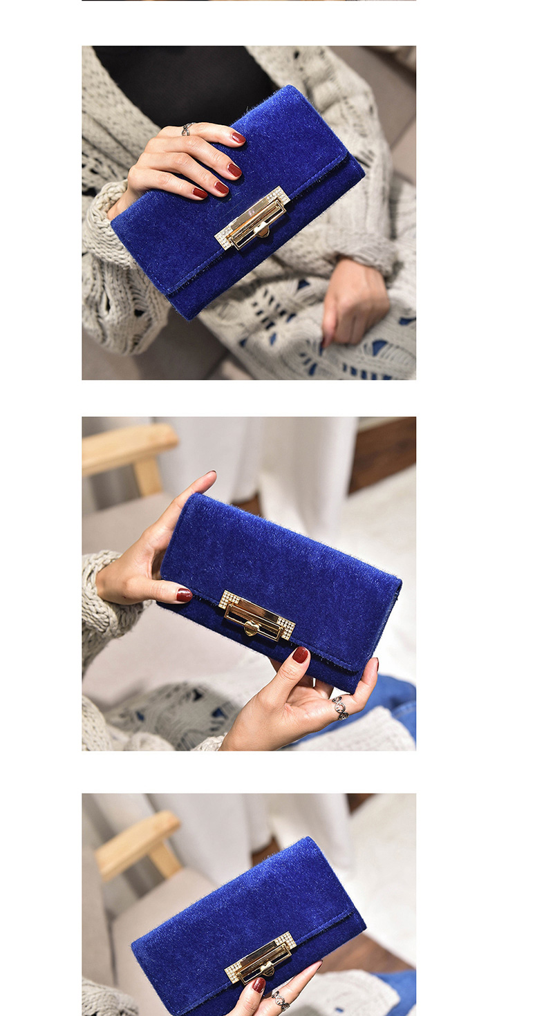 Fashion Blue Rabbit Hair Lock Cover Wallet,Wallet