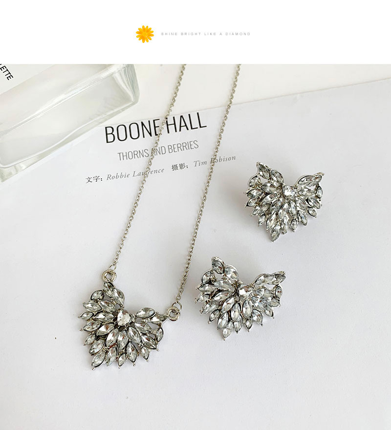 Fashion Silver Alloy Diamond Love Necklace Stud Earring Set,Jewelry Sets
