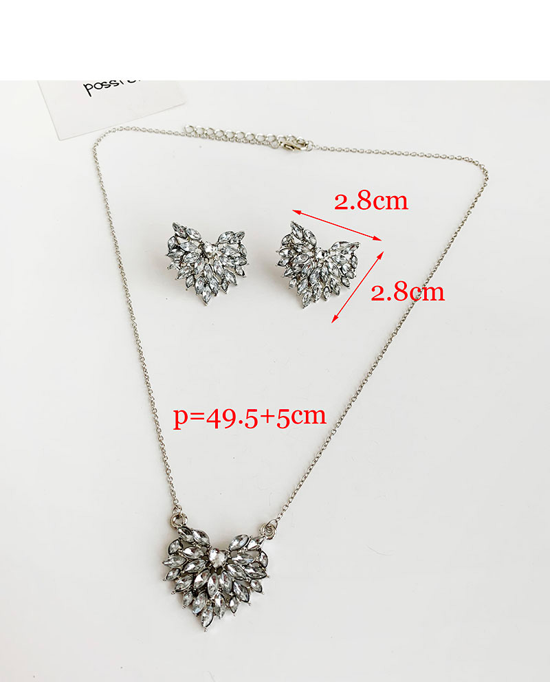 Fashion Silver Alloy Diamond Love Necklace Stud Earring Set,Jewelry Sets