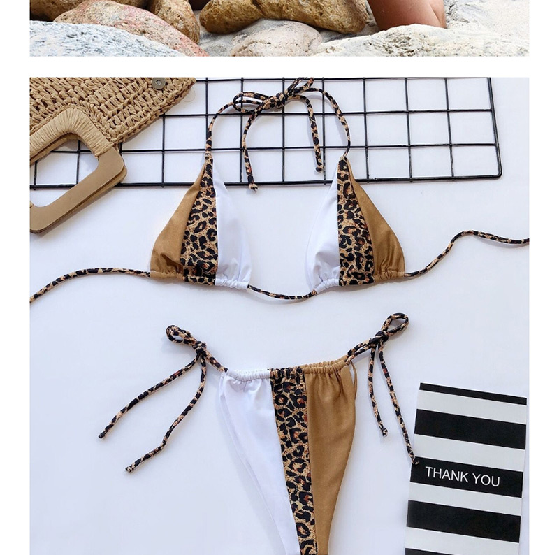 Fashion White Spell Leopard Stitching Triangle Bag Bikini,Bikini Sets