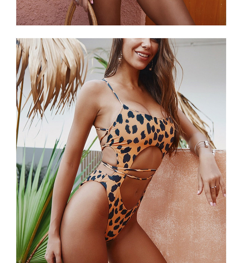 Fashion Leopard Openwork Strappy One-piece Swimsuit,One Pieces