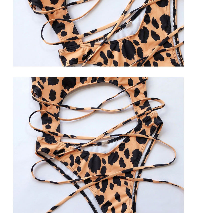 Fashion Leopard Openwork Strappy One-piece Swimsuit,One Pieces