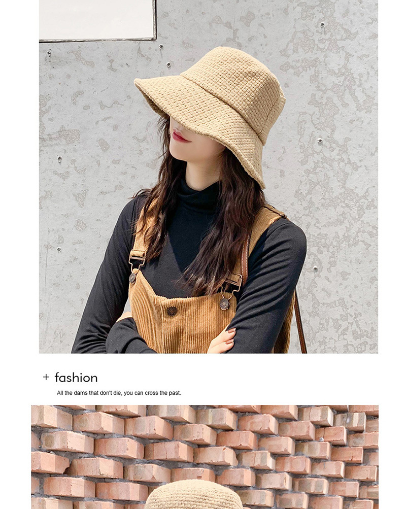 Fashion Woven Plaid Beige Woolen Basin Cap,Sun Hats