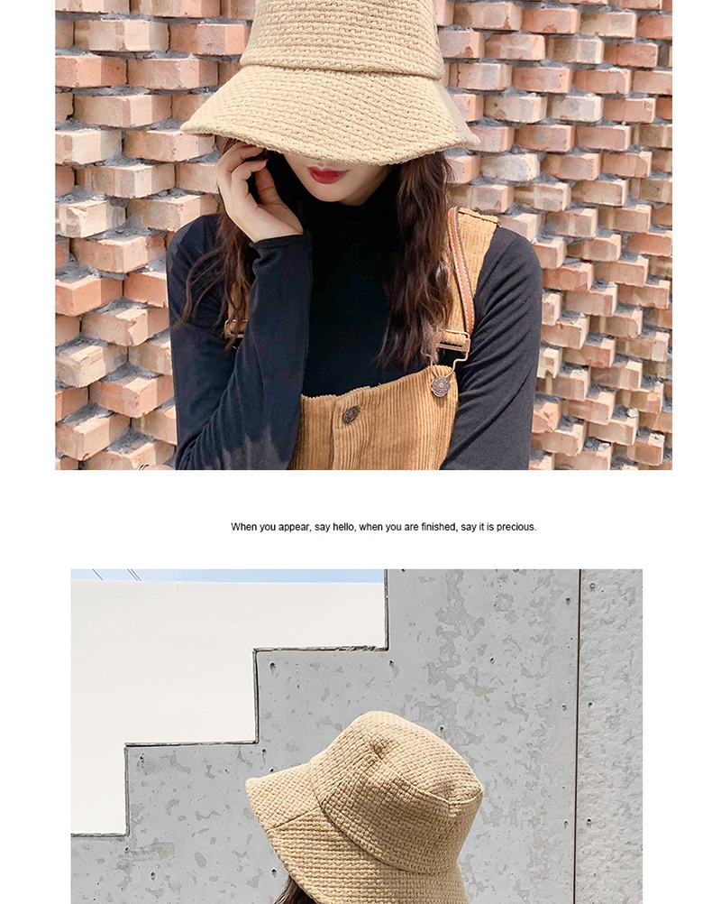 Fashion Woven Lattice Dark Gray Woolen Basin Cap,Sun Hats