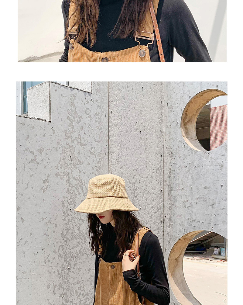 Fashion Woven Plaid Beige Woolen Basin Cap,Sun Hats
