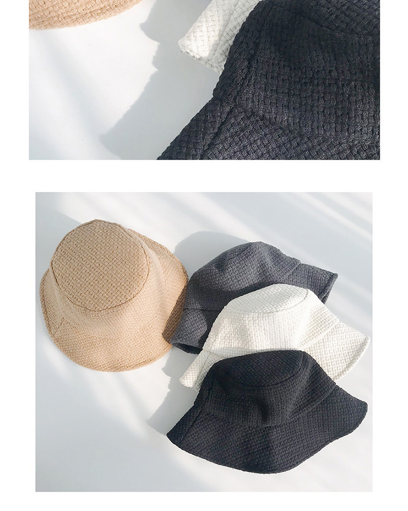 Fashion Woven Lattice Dark Gray Woolen Basin Cap,Sun Hats