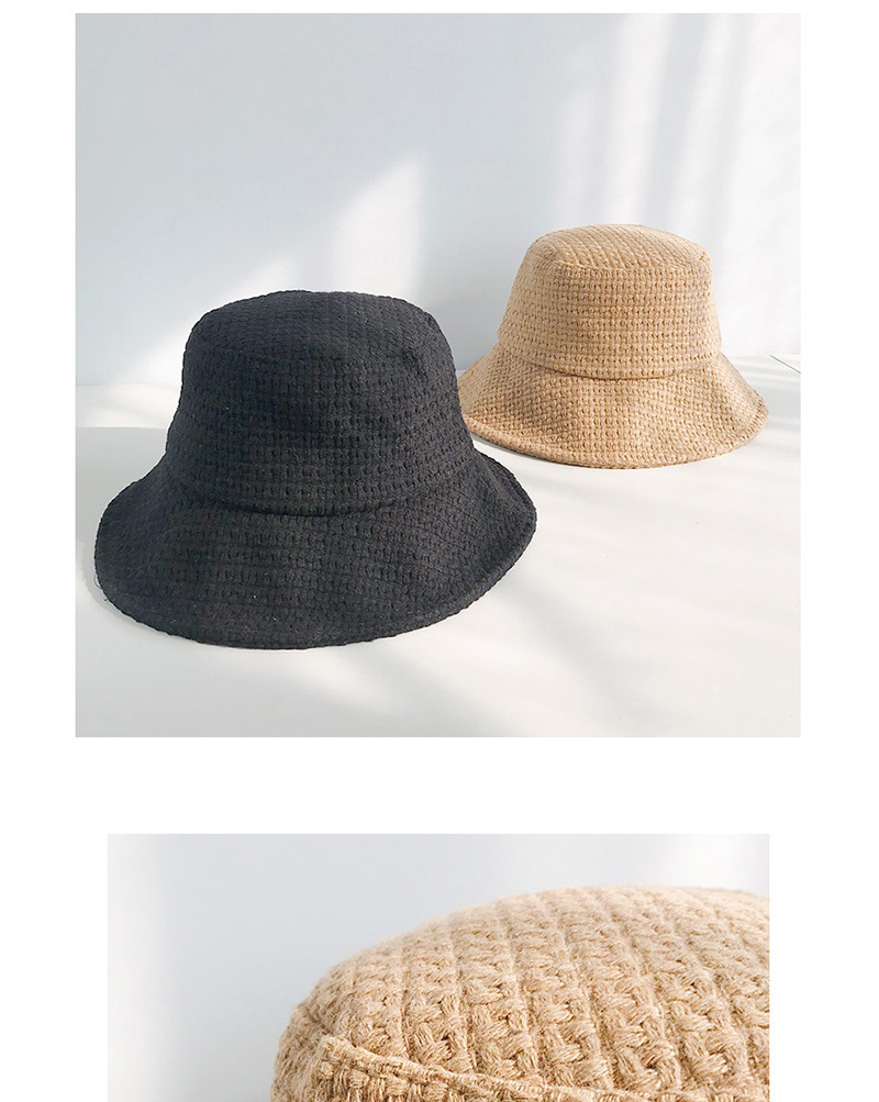 Fashion Woven Plaid Camel Woolen Basin Cap,Sun Hats