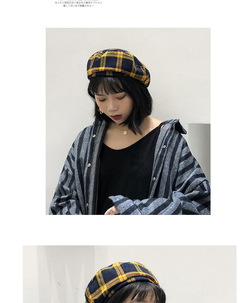 Fashion Suede Plaid Double Sided Black Plaid Beret,Beanies&Others