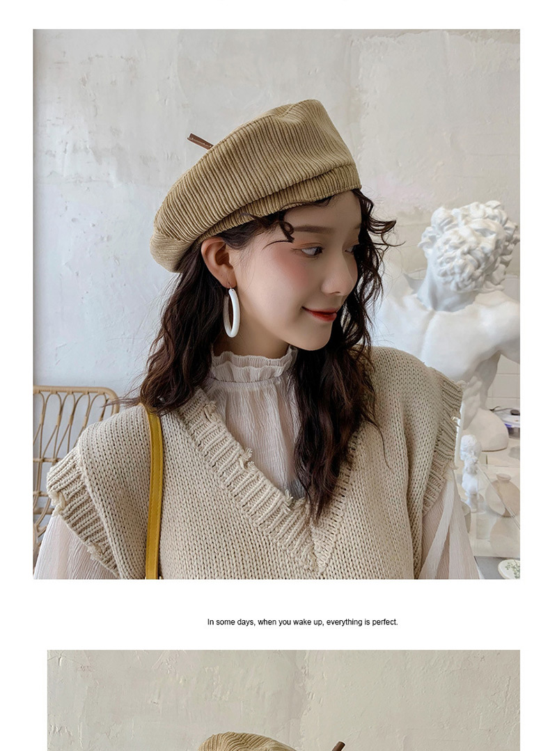 Fashion Cap Top With Black Corduroy Beret,Beanies&Others