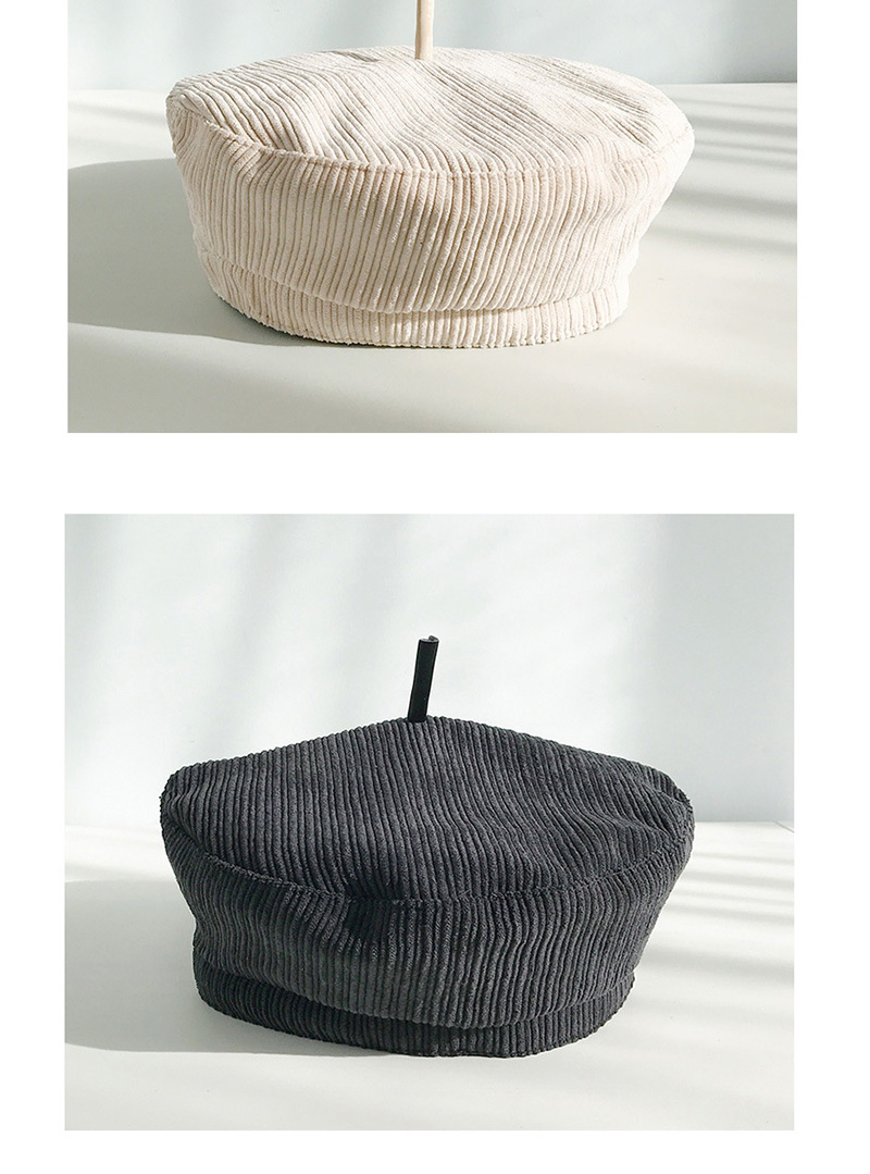 Fashion Cap Top With 啾 Beige Corduroy Beret,Beanies&Others