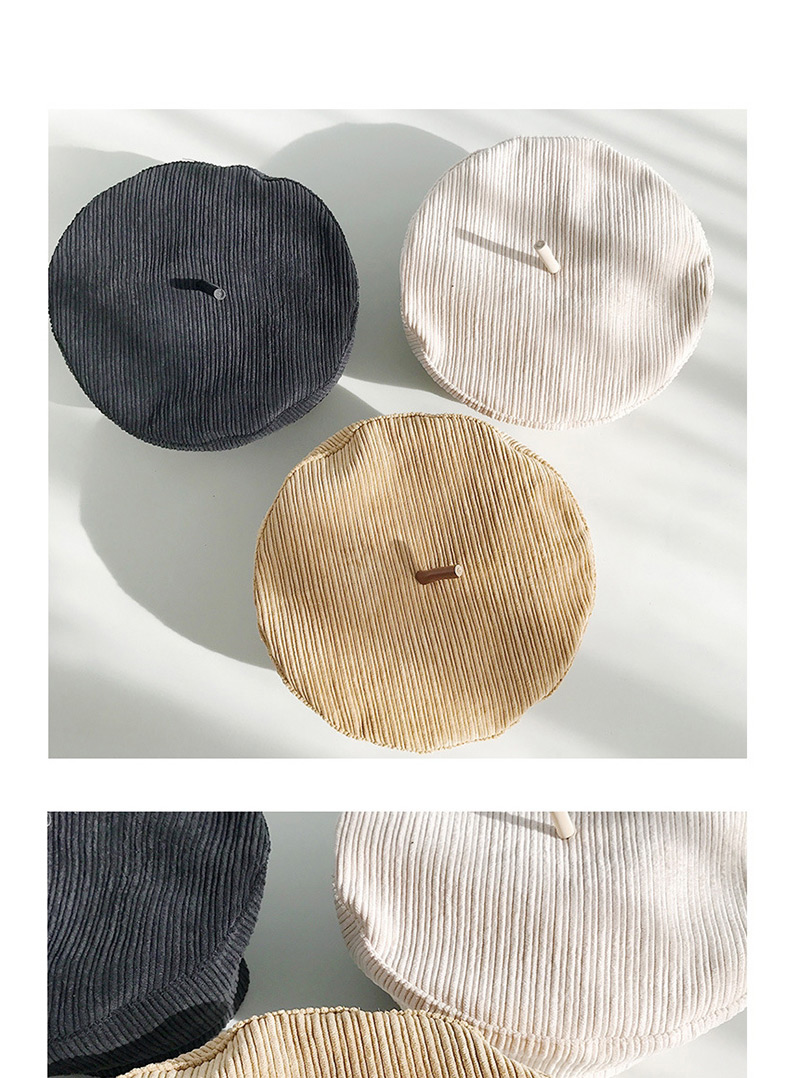 Fashion Cap Top With 啾 Beige Corduroy Beret,Beanies&Others