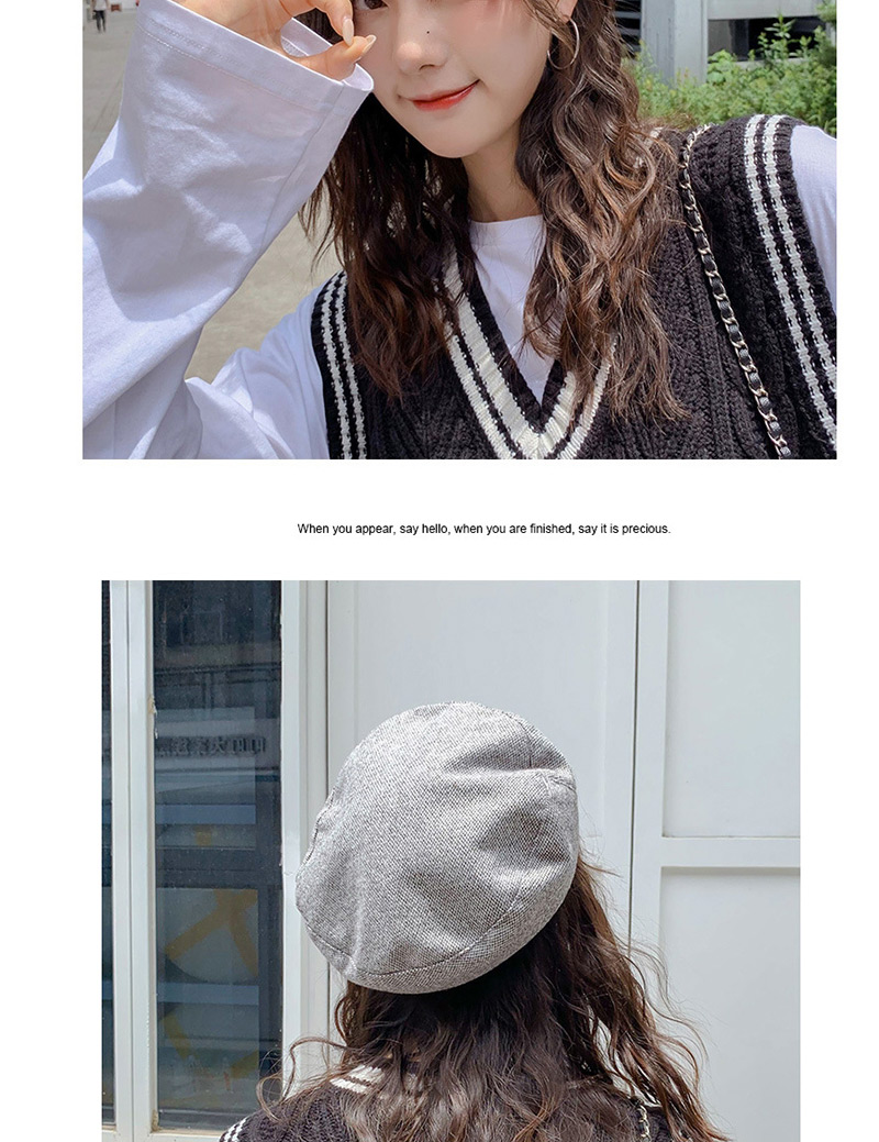 Fashion Play Beige Letter Thin Beret,Beanies&Others