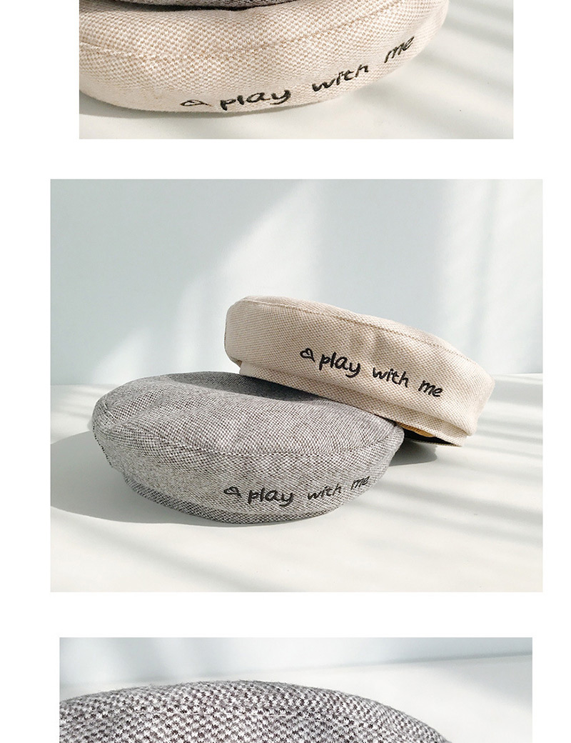 Fashion Play Beige Letter Thin Beret,Beanies&Others