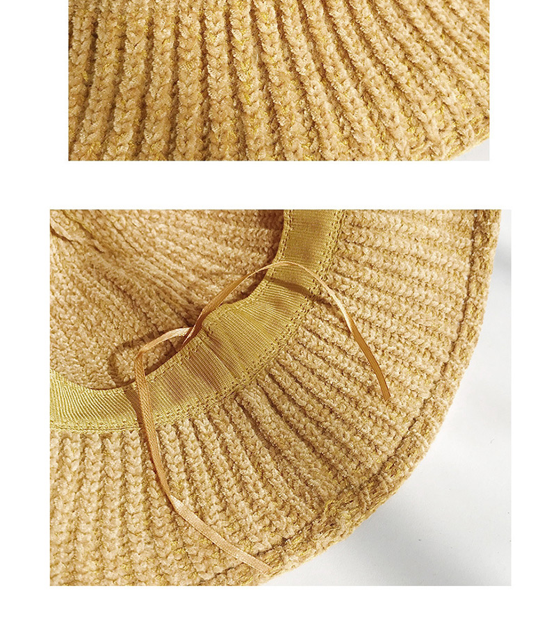 Fashion Chenille With Turmeric Chenille Knit Elastic Fisherman Hat,Sun Hats
