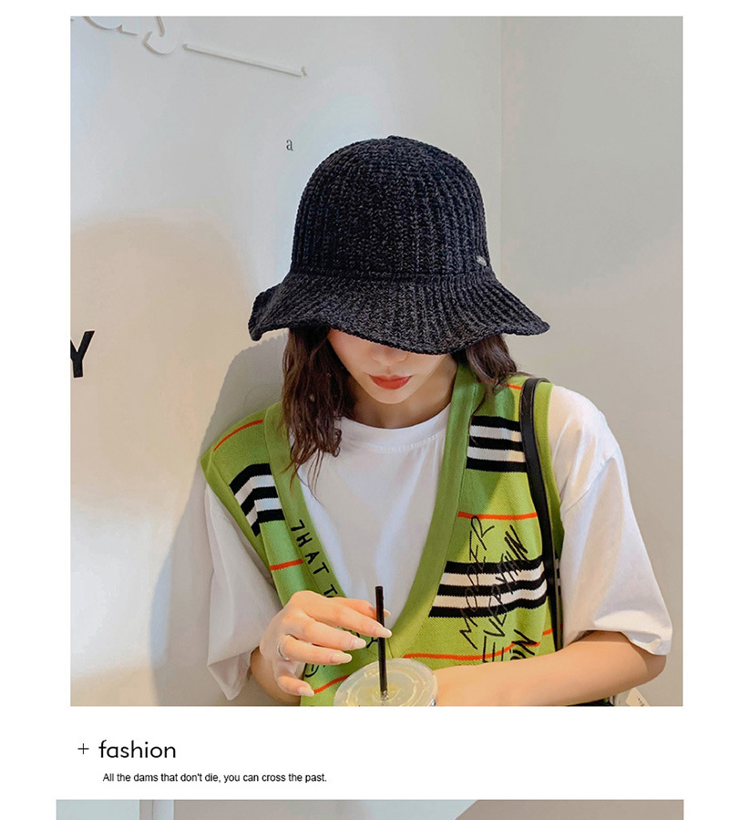 Fashion Chenille With Black Mark Chenille Knit Elastic Fisherman Hat,Sun Hats