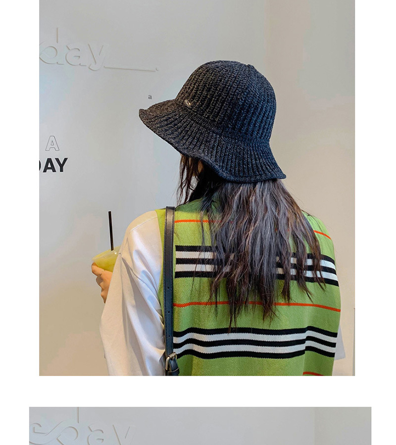 Fashion Chenille With Black Mark Chenille Knit Elastic Fisherman Hat,Sun Hats