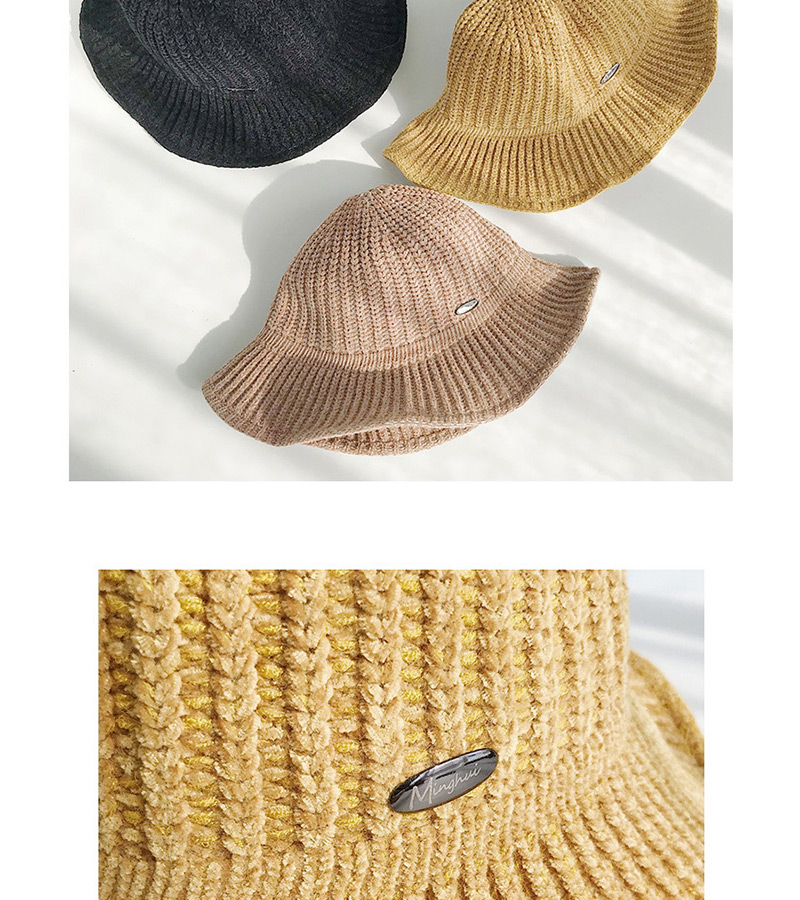 Fashion Chenille With Khaki Chenille Knit Elastic Fisherman Hat,Sun Hats