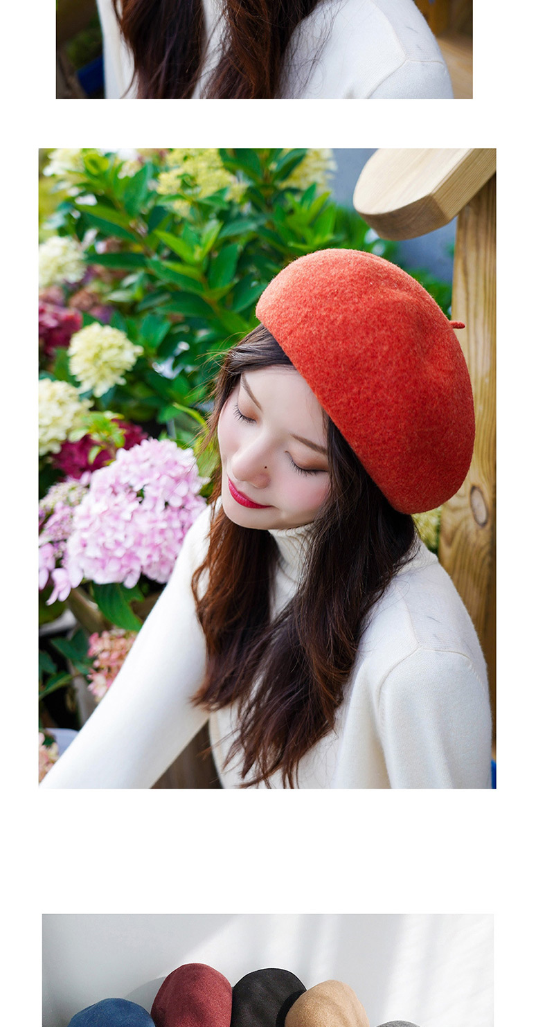 Fashion Upgraded Wine Red Solid Color Wool Beret,Beanies&Others