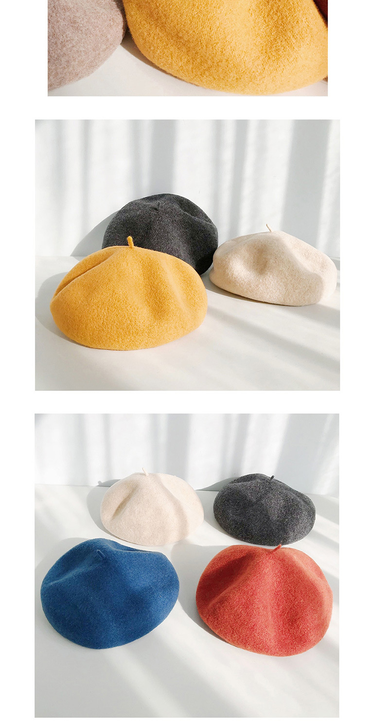 Fashion Upgraded Turmeric Solid Color Wool Beret,Beanies&Others
