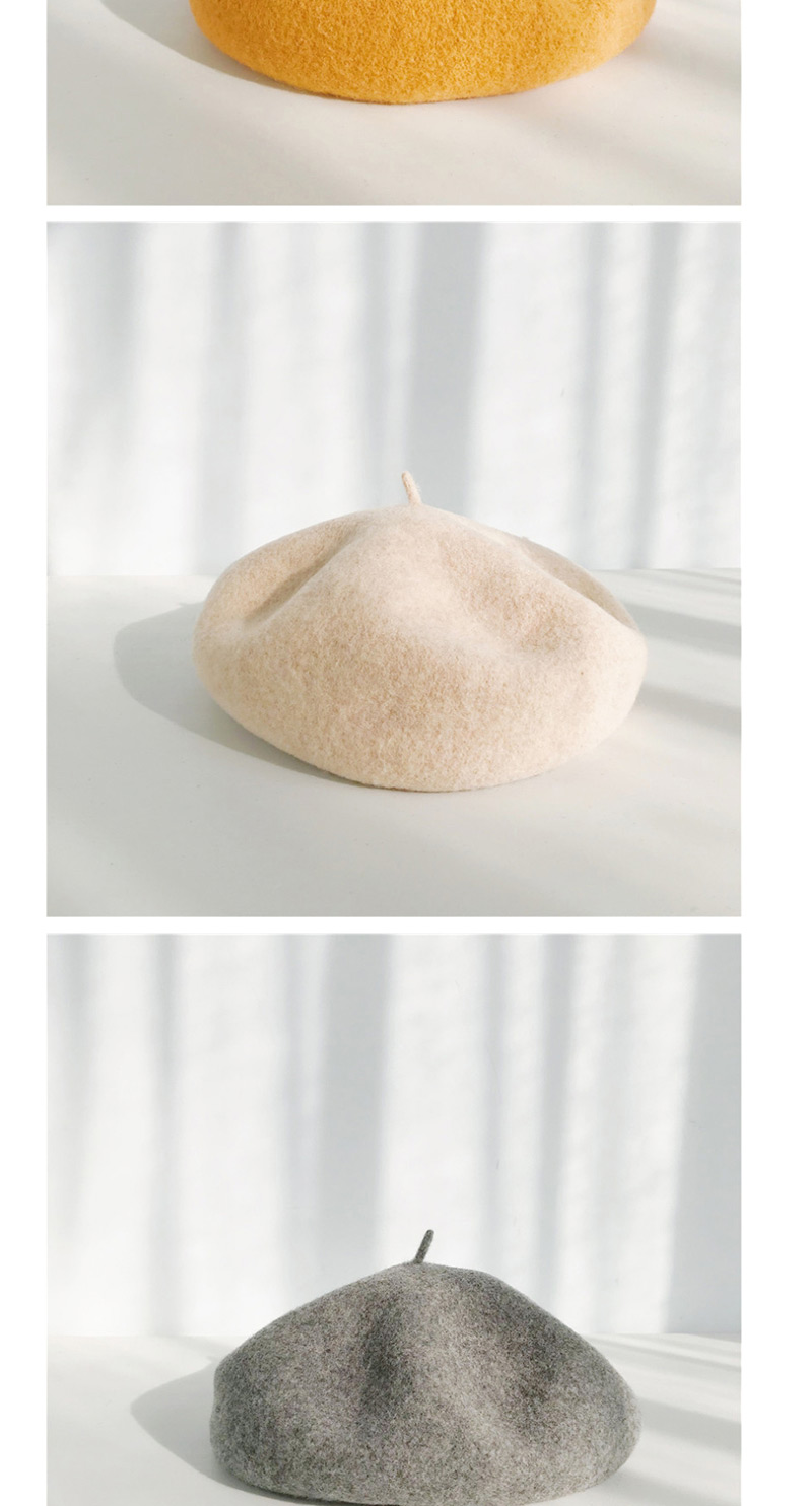 Fashion Upgraded Version Of Caramel Solid Color Wool Beret,Beanies&Others