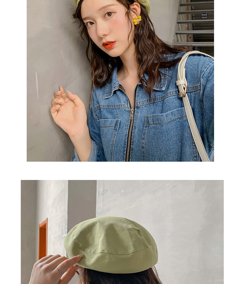 Fashion Solid Color Pleated Green Solid Color Flawless Beret,Beanies&Others
