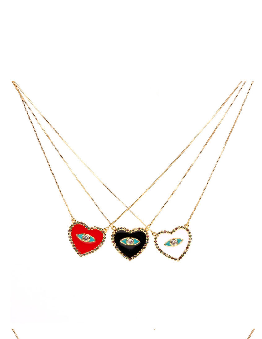 Fashion Black Eye Micro-inlaid Colored Diamond Drop Oil Love Necklace,Necklaces