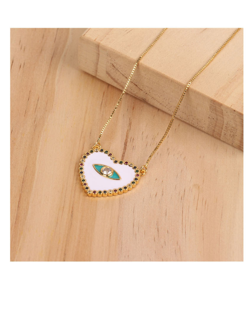 Fashion Red Eye Micro-inlaid Colored Diamond Drop Oil Love Necklace,Necklaces