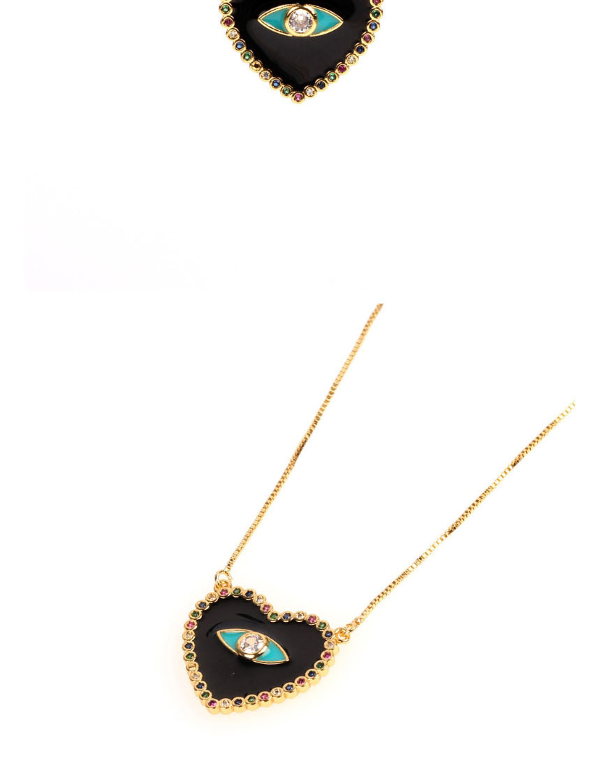 Fashion Black Eye Micro-inlaid Colored Diamond Drop Oil Love Necklace,Necklaces