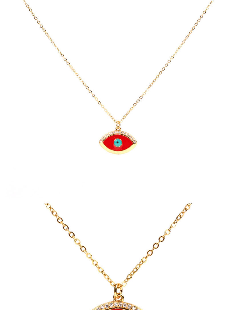 Fashion Red Drip Oil Eye Micro-inlaid Zircon Necklace,Necklaces
