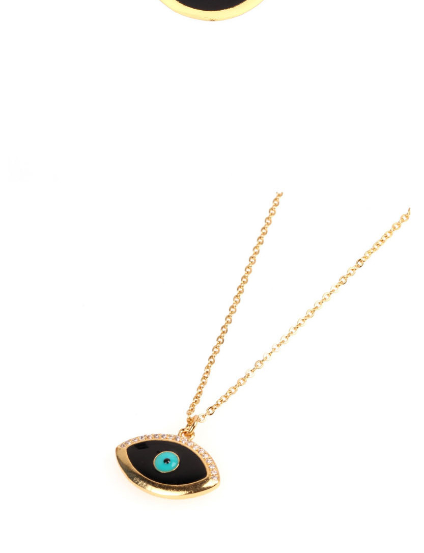 Fashion Black Drip Oil Eye Micro-inlaid Zircon Necklace,Necklaces