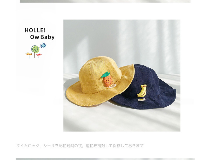 Fashion Drawstring Pineapple Turmeric Corduroy Child Fisherman Hat,Sun Hats