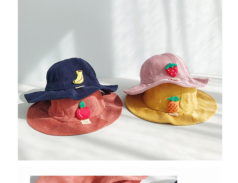 Fashion Drawstring Strawberry Pink Corduroy Child Fisherman Hat,Sun Hats