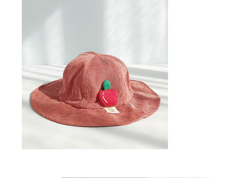Fashion Drawstring Strawberry Pink Corduroy Child Fisherman Hat,Sun Hats