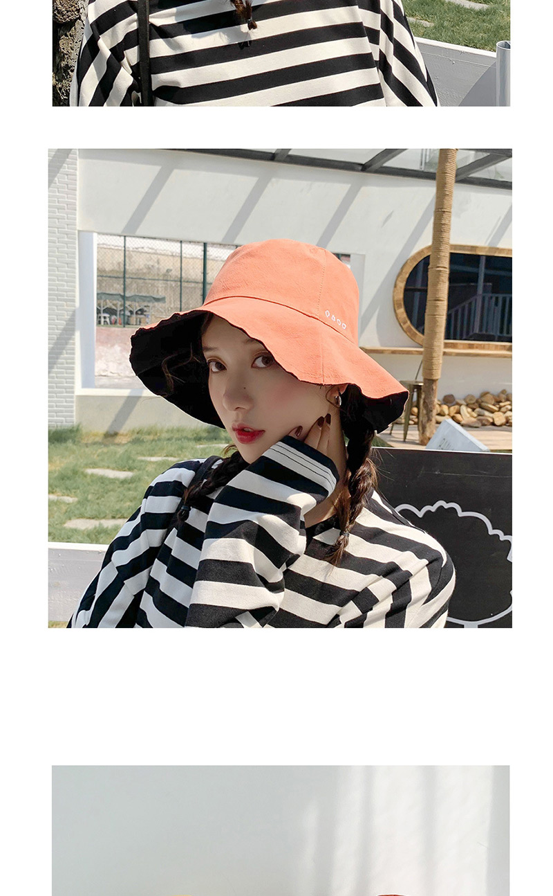 Fashion Four Geometric Embroidery Double Sided Black + Brick Red Double-sided Solid Color Fisherman Hat,Sun Hats