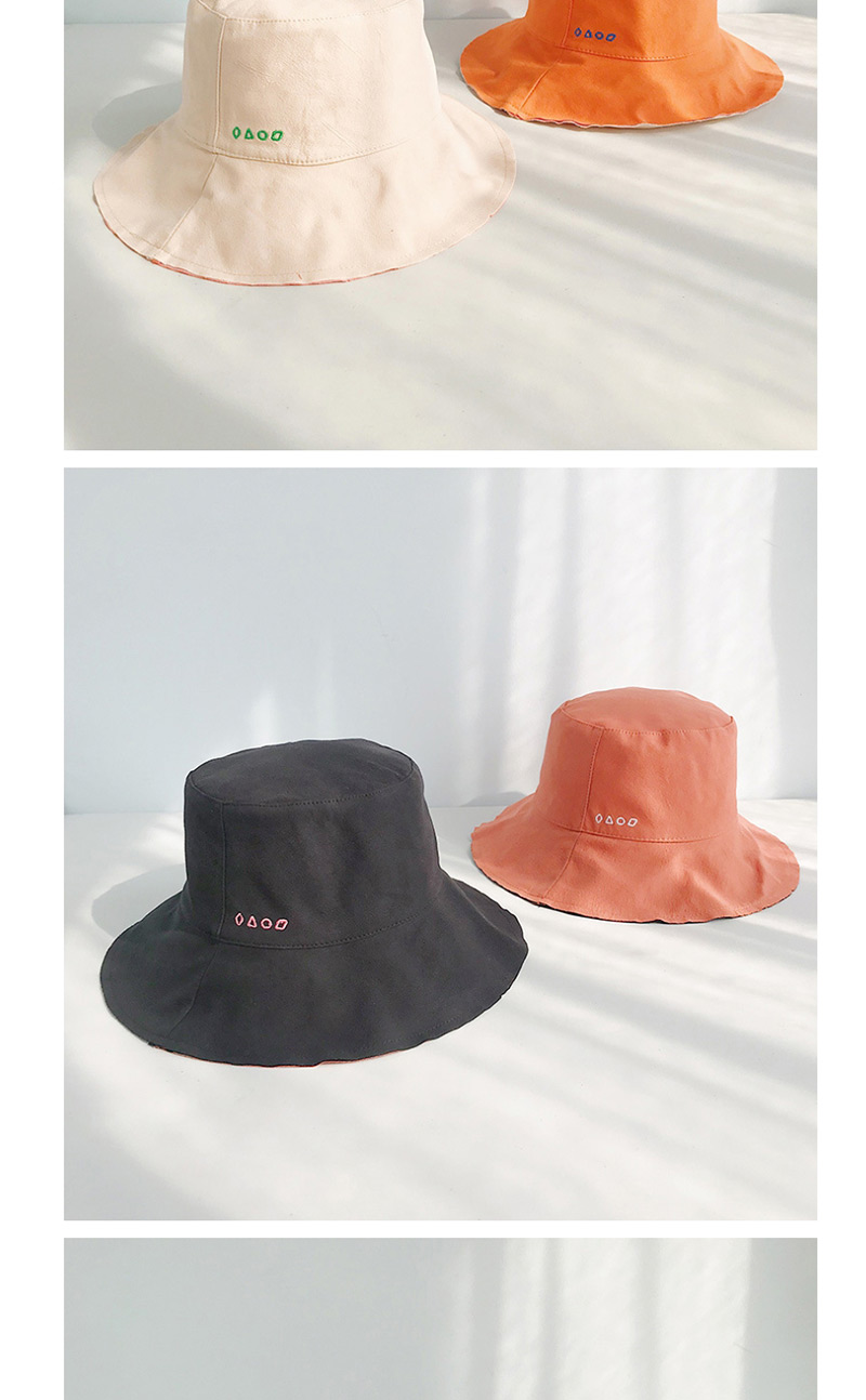 Fashion Four Geometric Embroidery Double Sided Black + Brick Red Double-sided Solid Color Fisherman Hat,Sun Hats