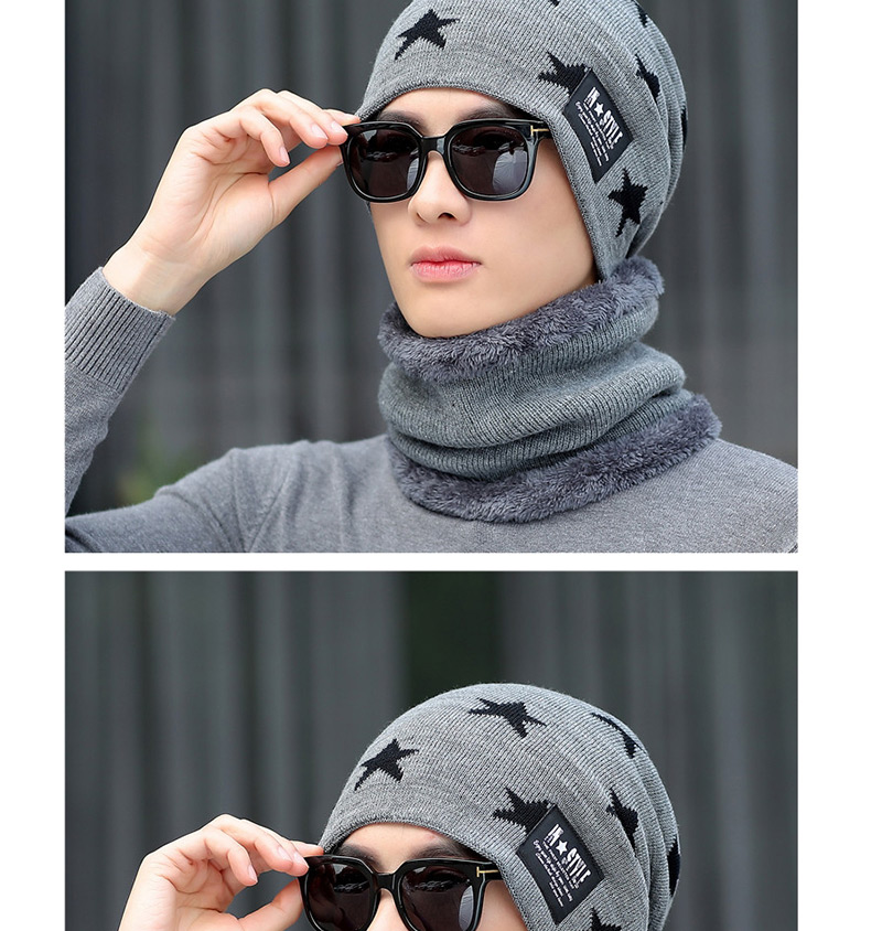 Fashion Gray Knitted Wool Bib Hat Two-piece,Sun Hats