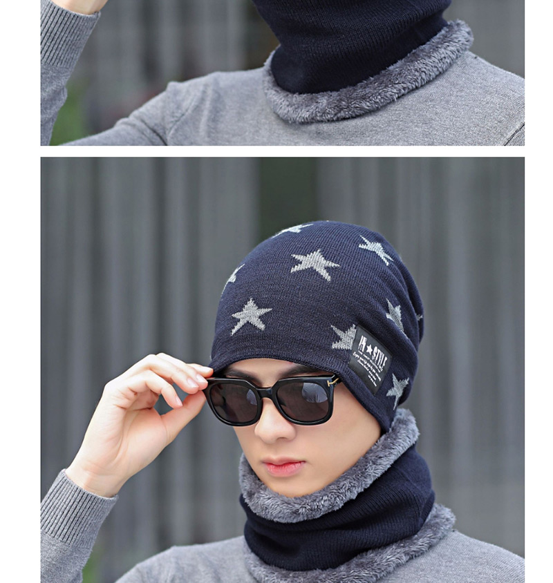 Fashion Upper Cyan Knitted Wool Bib Hat Two-piece,Sun Hats