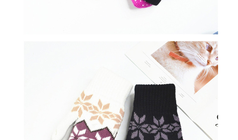 Fashion White Knitted Double-layered Snowflake Mitt,Full Finger Gloves