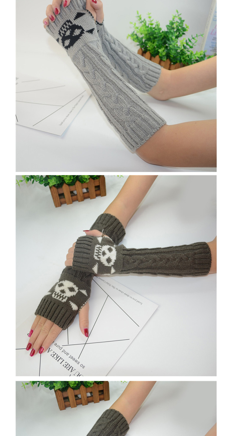 Fashion Dark Gray Long-sleeved Half-finger Gloves,Fingerless Gloves