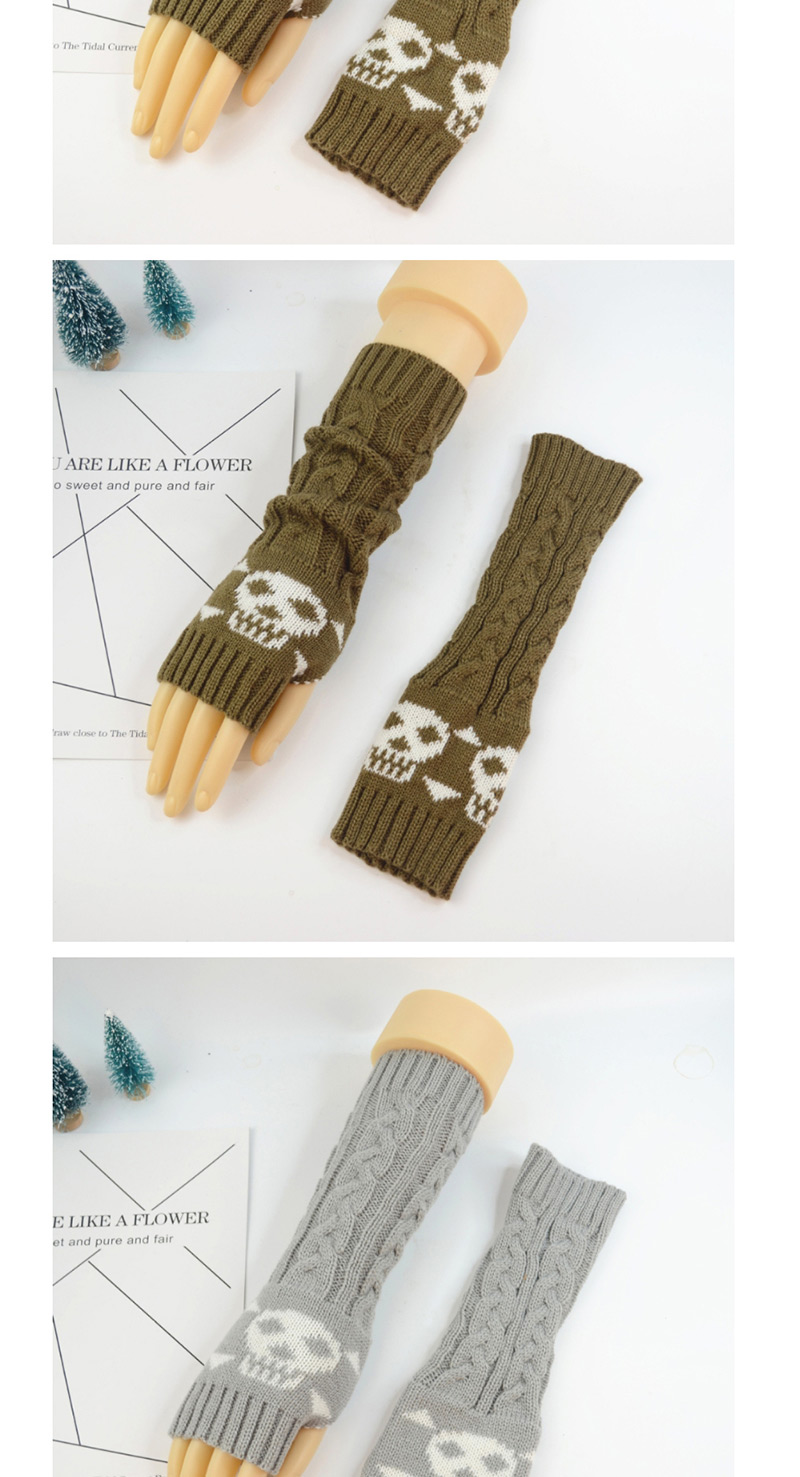 Fashion Brown (khaki Hoe) Long-sleeved Half-finger Gloves,Fingerless Gloves