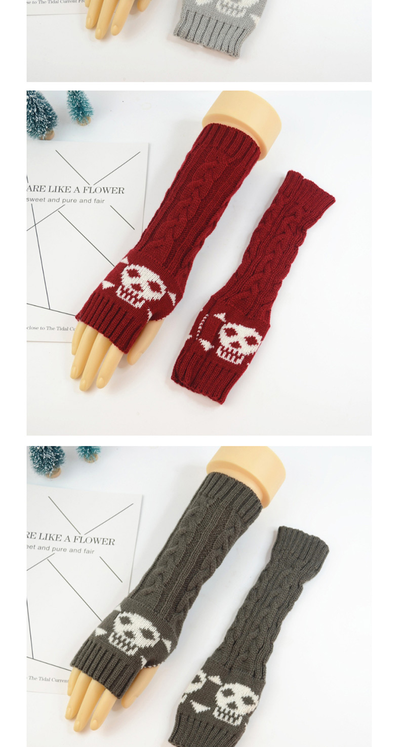 Fashion Khaki Long-sleeved Half-finger Gloves,Fingerless Gloves