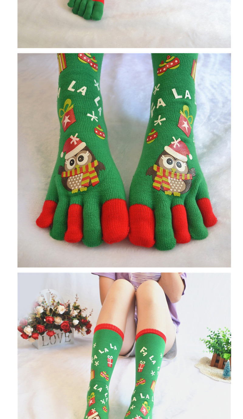 Fashion Snowman Green Christmas Five-finger Socks In Stockings,Fashion Socks