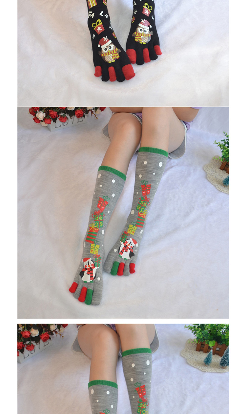 Fashion Snowman Gray Christmas Five-finger Socks In Stockings,Fashion Socks
