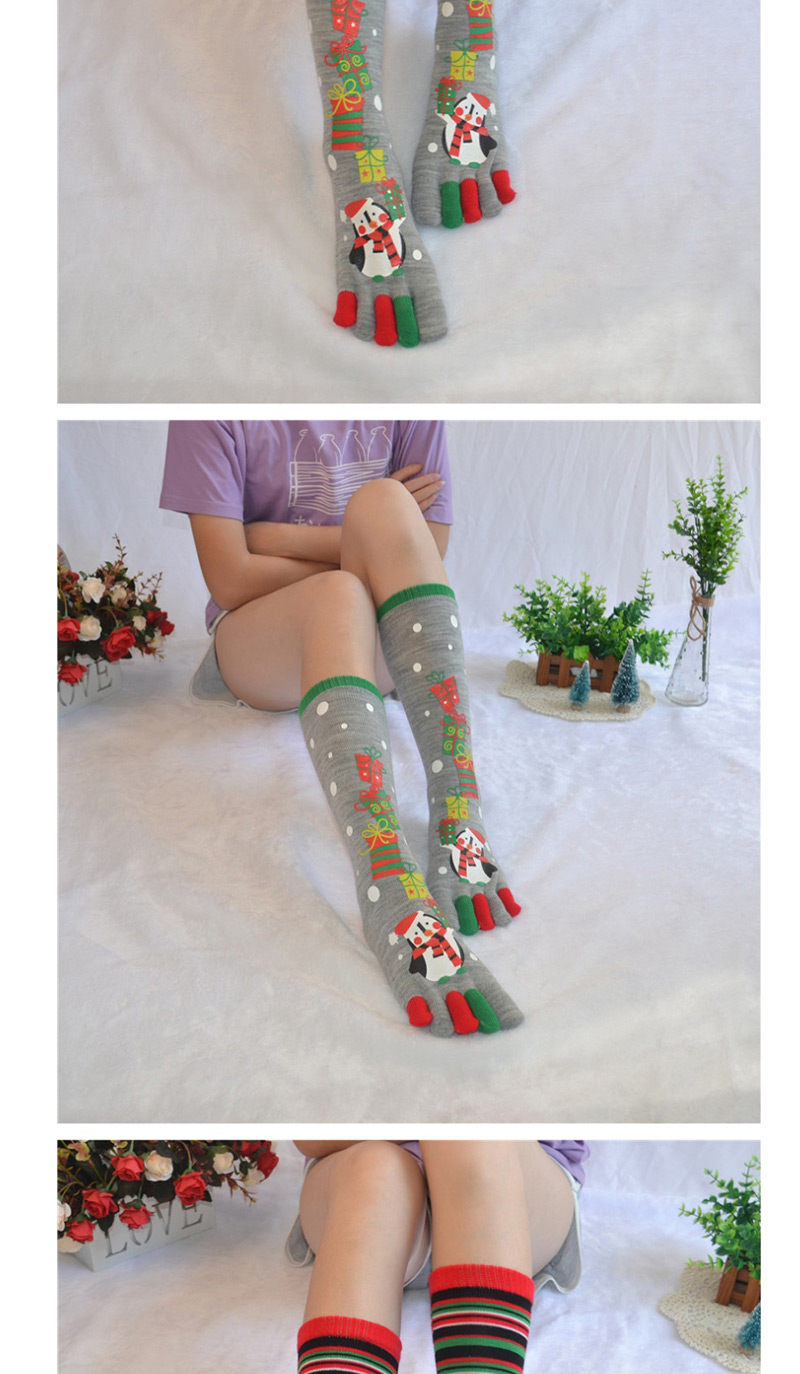 Fashion Snowman Gray Christmas Five-finger Socks In Stockings,Fashion Socks