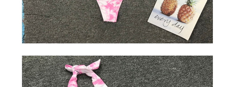 Fashion Pink Rendering Gradient High Waist Split Swimsuit,Bikini Sets