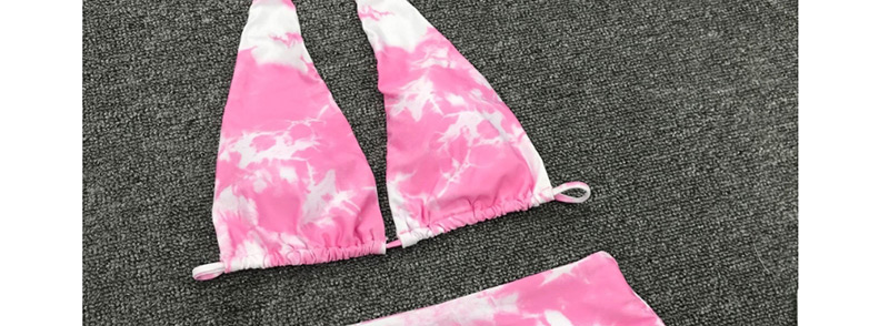 Fashion Pink Rendering Gradient High Waist Split Swimsuit,Bikini Sets