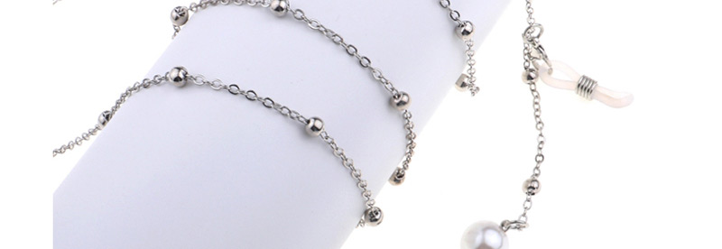 Fashion Silver Pearl Taiji Clip Bead Metal Chain Glasses Chain,Sunglasses Chain