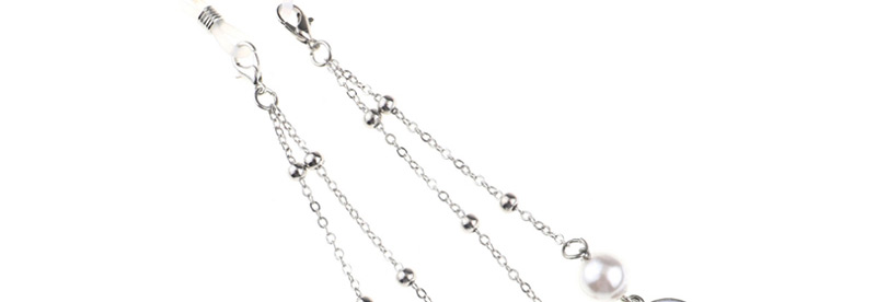 Fashion Silver Pearl Taiji Clip Bead Metal Chain Glasses Chain,Sunglasses Chain